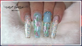 Uñas con POLYGEL Y FOIL DE FLORES Paso a Paso  SAVILAND [upl. by Barcellona]