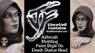 Airbrush Mottling Paint Technique on Death Statue Head amp Hands [upl. by Ynove]