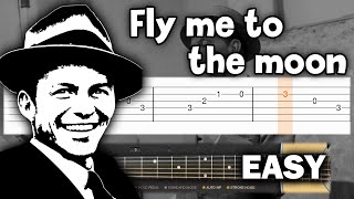 Frank Sinatra  Fly Me to the Moon  EASY Guitar tutorial TAB [upl. by Aelc]