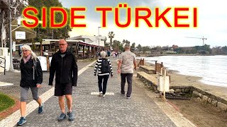 SIDE HEUTE Promenade Strand Meer Türkei 2024 antalya side sideturkey [upl. by Egarton941]