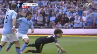 Sergio Aguero TACKLE On David Luiz  Chelsea 12 Manchester City  1442013 [upl. by Ydurt]