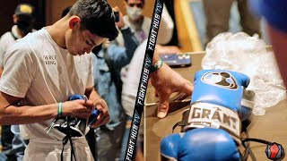 RYAN GARCIA INSPECTS LUKE CAMPBELLS GLOVES FOR FIGHT NIGHT  GARCIA VS CAMPBELL BEHIND THE SCENES [upl. by Anile485]