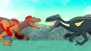 Dinosaurs cartoons battles Indoraptor vs Utahraptor  DinoMania [upl. by Nivlag]