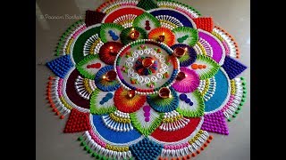 Big rangoli for Diwali  Colorful attractive and unique rangoli design for festivals [upl. by Crissy]