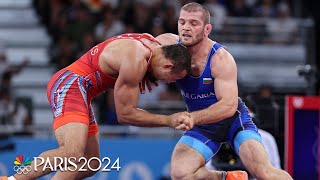 Aaron Brooks stunned in the final seconds of 86kg freestyle semifinal  Paris Olympics  NBC Sports [upl. by Idnil]