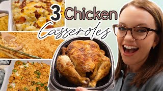 3 EASY CASSEROLES USING ROTISSERIE CHICKEN  RECIPES FOR ROTISSERIE CHICKEN [upl. by Ladnyc]