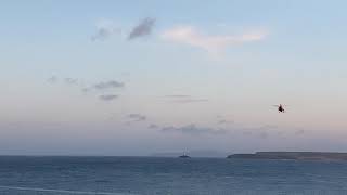 Air ambulance landing in St Ives harbour after accident at Carbis Bay [upl. by Temp239]