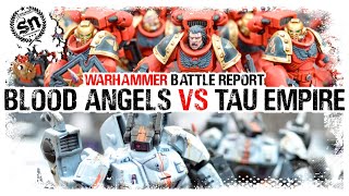 NEW UPDATES Blood Angels vs Tau Empire  Warhammer 40000 Battle Report [upl. by Reklaw]