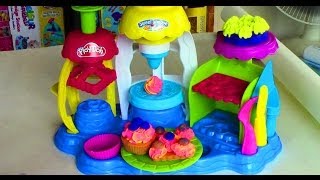 PlayDoh Frosting Fun Bakery with PlayDoh Plus Make Cup Cake and Cake Play Dough [upl. by Rehtul]