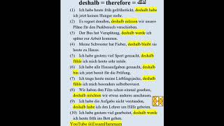 10 Sätze mit deshalb  therefore  لذلك [upl. by Dnamra]