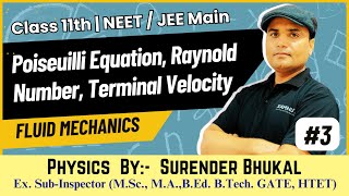 Poiseuille Equation  Poiseuille Formula  Raynold Number for Fluid Flow Terminal Velocity [upl. by Kaleena851]
