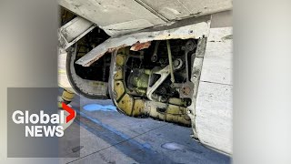 United Airlines crew discover Boeing 737 flew with missing panel during flight [upl. by Llirpa]