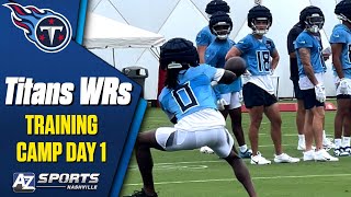 Calvin Ridley Hopkins Burks Work with Titans QBs Day 1 Training Camp [upl. by Aiza831]