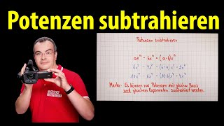 Potenzen subtrahieren  ganz einfach erklärt  Lehrerschmidt [upl. by Nytsud]