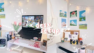 🌱 aesthetic desk setup for 2022  ft lention laptop stand amp divoom ditoo speaker [upl. by Acinnod]