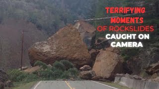 TERRIFYING MOMENTS OF ROCKSLIDES WITH BIG CHUNKS OF ROCKS CAUGHT ON CAMERA [upl. by Aileen]