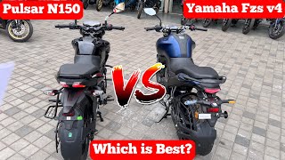 Bajaj Pulsar N150 Vs Yamaha Fzs v4 Details Comparison Review  Which is Best [upl. by Ynomrah103]