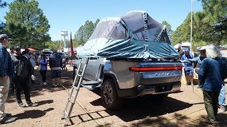 Rivian R1T Electric Camper Truck Walk Around Overland Expo [upl. by Roter88]