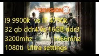 The Division 2 I7 4790k vs I9 9900k 4k Ultra 1080ti DX12 DDR3 vs DDR4 [upl. by Effie]