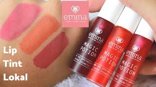 COBA PRODUK TERBARU EMINA  LIP TINT LOKAL MAGIC POTION REVIEW  SWATCHES ALL SHADE [upl. by Eerrahs]