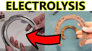 Electrolysis Restoring an old rusty horseshoe electrolysis rustremoval [upl. by Oicul]