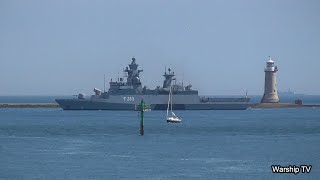 GERMAN NAVY CORVETTE FGS OLDENBURG F263 IN PLYMOUTH SOUND PREPARING TO ENTER DEVONPORT 12623 [upl. by Finstad990]