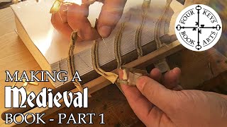 Making A Medieval Book By Hand  Part 1  Folding Pages Endpapers Piercing amp Sewing [upl. by Zoha]