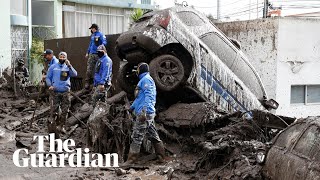 Landslide sends waves of mud through streets of Ecuadorian capital Quito [upl. by Guria]