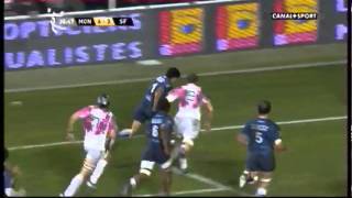 Lessai de 100 mètres de Montpellier MHR face au Stade Français Paris [upl. by Ehcar]