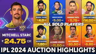 IPL 2024 AUCTION ALL SOLD PLAYERS LIST  IPL 2024 AUCTION HIGHLIGHTS [upl. by Sibbie]