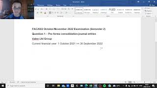 FAC2602 October 2022 Question 1  Pro forma consolidation journal entries [upl. by Drareg785]