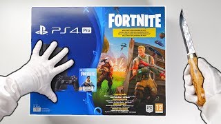 PS4 quotFORTNITEquot CONSOLE UNBOXING Playstation 4 Pro Fortnite Battle Royale Bundle  Bomber Skin [upl. by Kiehl]