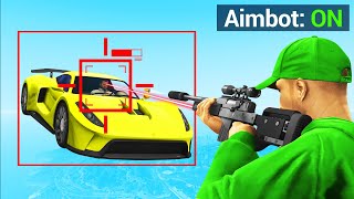 CHEATING In GTA 5 SNIPERS Vs CARS AutoAim [upl. by Itisahc360]