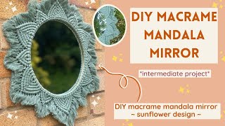 DIY Macrame Mirror  Boho Mandala Room Decor  DIY present  gift idea  Intermediate tutorial 😌 [upl. by Parsaye]