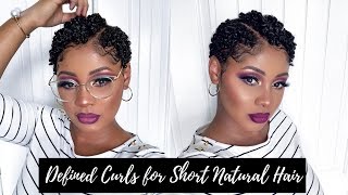 Defined Shiny Moisturized Curls for TWA  Short Natural Hair Tutorial [upl. by Oirad]