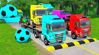 TRANSPORTING PIXAR CARS amp FRUITS WITH COLORED amp JOHN DEERE vs CLAAS vs TRACTORS  BeamNGdrive 962 [upl. by Cindee]