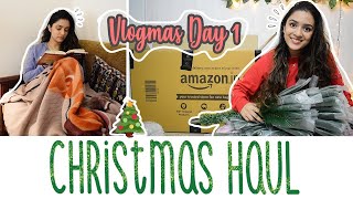 christmas decor amazon haul  Setting up my first Christmas tree 🎄 Vlogmas Day 1 Meghna Verghese [upl. by Enila]