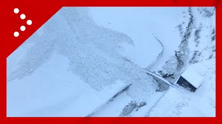 Gressoney si stacca una nuova valanga le immagini dal drone [upl. by Ellemrac]