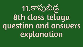 8th class telugu lesson 11 kaapubidda notes question and answers [upl. by Enetsuj]