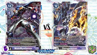 DIGIMON TCG Local match MaloMyotismon Purple vs Dorugoramon Black  TEA COFFEE AND GAMES [upl. by Nadaha]