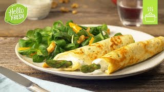 Grüner Spargel umhüllt von QuarkPfannkuchen  Schnelle Rezepte  Spargel Rezepte [upl. by Malliw]