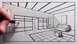 How to Draw a Room in 2 Point Perspective Step by Step [upl. by Hansel]