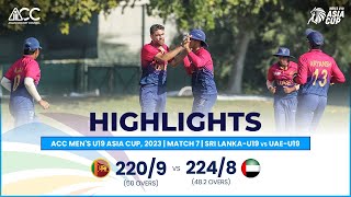 ACC Mens U19 Asia Cup  Sri LankaU19 vs UAEU19  Highlights [upl. by Kahler]