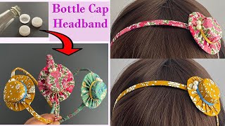 Diy Plastic Bottle cap Hair band headband Making  How to make mini hat  bottle cap recycling ideas [upl. by Scarito]