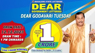 DEAR GODAVARI TUESDAY WEEKLY DRAW TIME 1 PM DRAW DATE 12122023 NAGALAND STATE LOTTERIES [upl. by Akenot49]