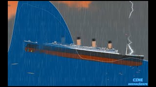 RMS Olympic ship being sunk by giant wave in Floating Sandbox simulator [upl. by Hirza]