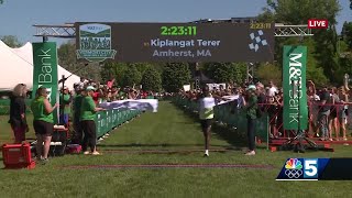 See the winner of the Mens Open Division in the 2024 Vermont City Marathon [upl. by Leibarg]