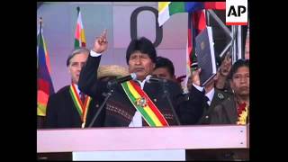 Morales declares new constitution after approval by referendum [upl. by Nnaitsirk592]