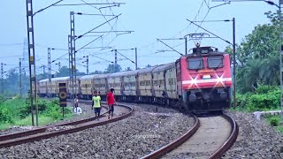 Jangipur Sealdah Express Train passing massive Rail curve with SRCWAP422936 Locomotive [upl. by Meletius]