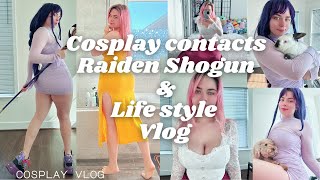 Preparing contact lenses 🙂 Raiden shogun cosplay genshin impact 🫣 and life style vlog ❤️ [upl. by Althea]